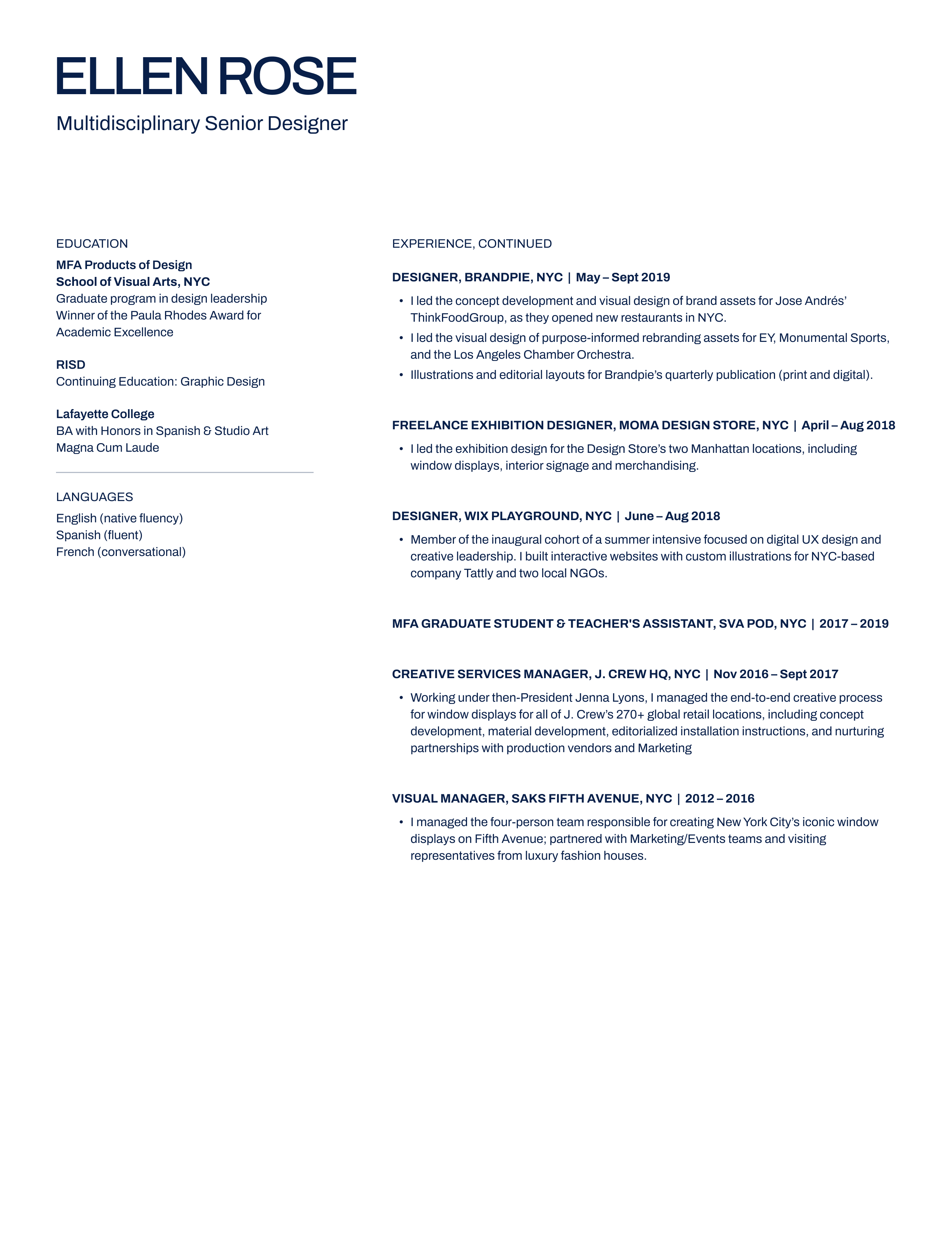 Ellen Rose resume — page 2